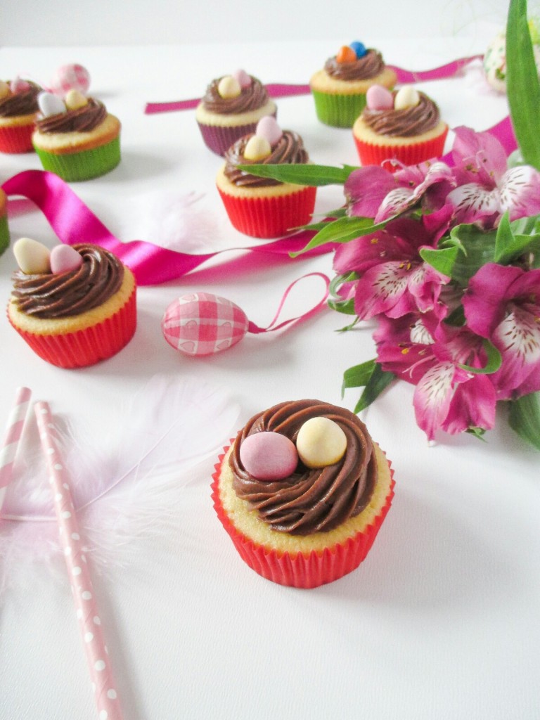easter nest cupcakes with easter chocolate eggs