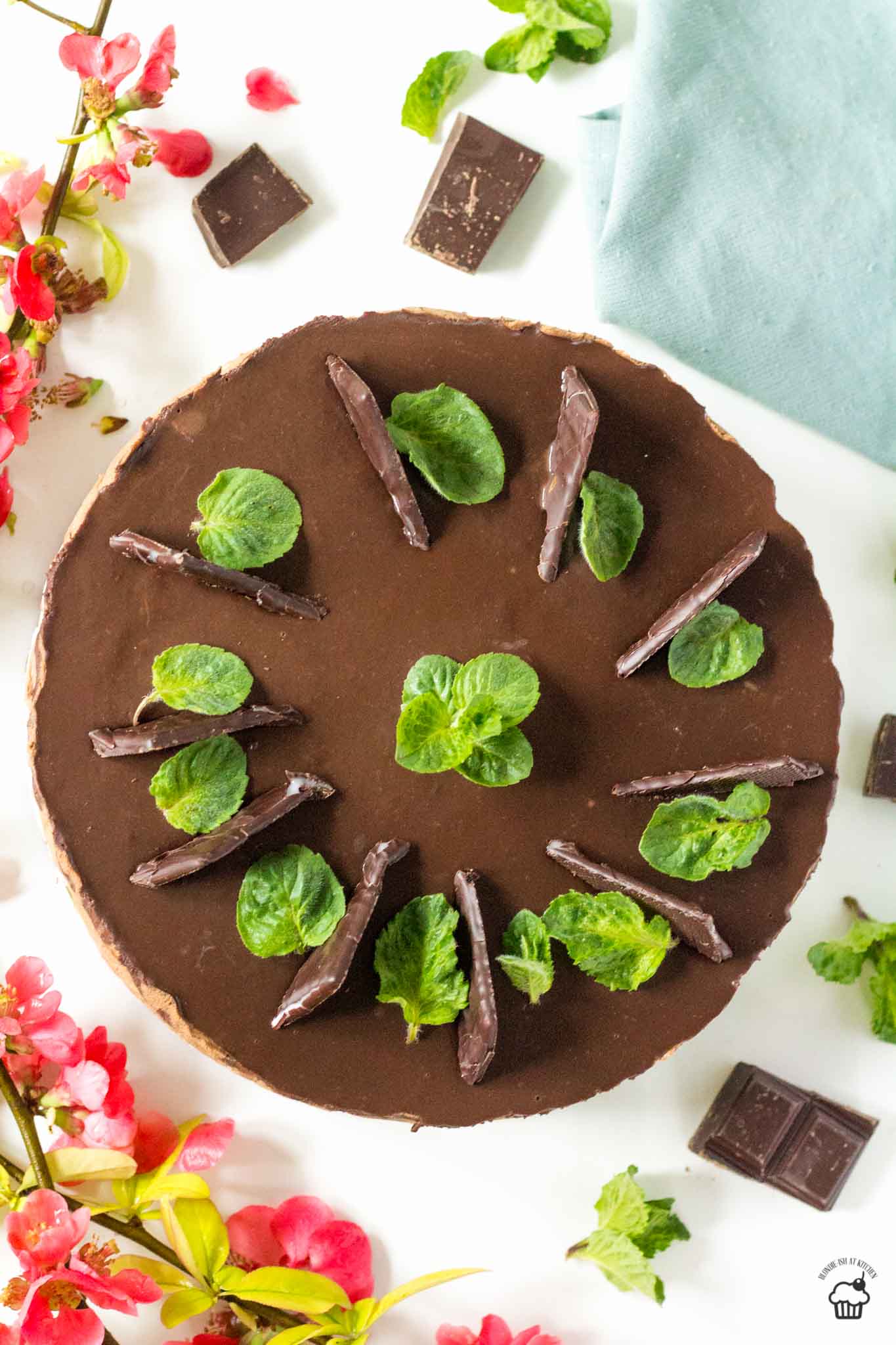 čokoládovo mätová brownie mousse torta